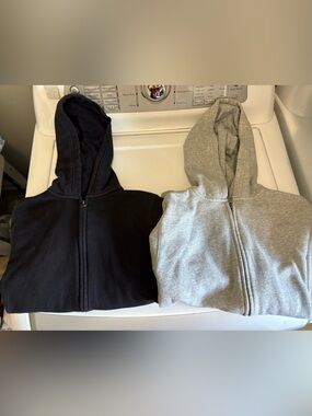 The Children's Place Kids Zip-Up Hoodies - Black & Light Gray